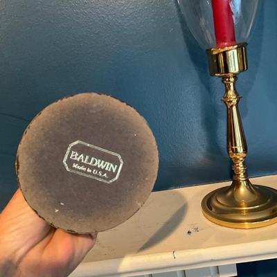 1300 Baldwin Brass Candlestick Hurricane Globes
