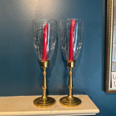 1300 Baldwin Brass Candlestick Hurricane Globes