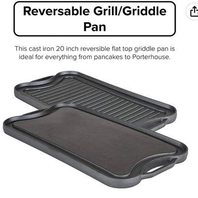 Viking Culinary Cast Iron Reversable Pre-seasoned Griddle, 20 inch