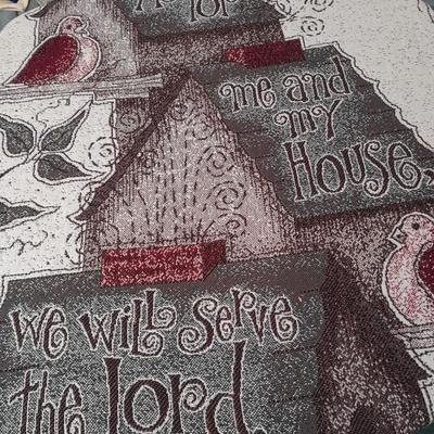 2 blankets, coco-cola and bible verse.