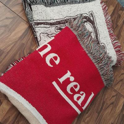 2 blankets, coco-cola and bible verse.