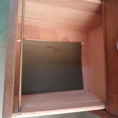 Wooden Stanley office desk with office chair