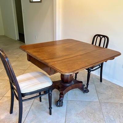 Vintage Drop Leaf Claw Foot Table & 2 Chairs*Read Details