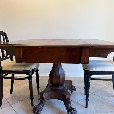 Vintage Drop Leaf Claw Foot Table & 2 Chairs*Read Details