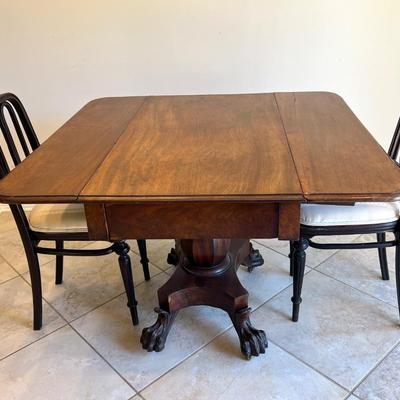 Vintage Drop Leaf Claw Foot Table & 2 Chairs*Read Details