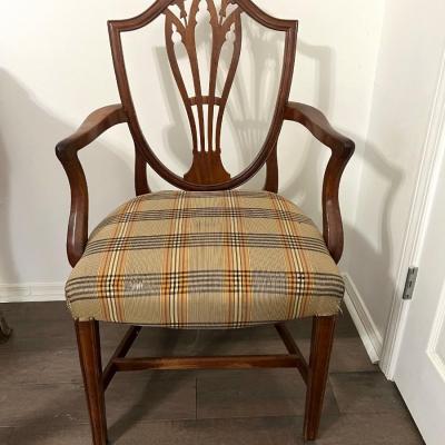 Vintage Oversized Inlaid Wood & Brass Writers Desk &  Chair *Read Details