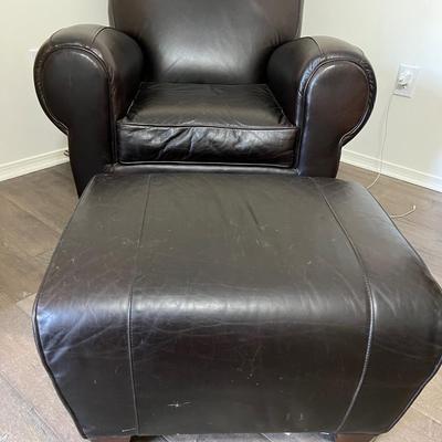 POTTERY BARN MICHAEL GOLD & BOB WILLAMS Leather Chair & Ottoman