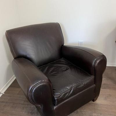 POTTERY BARN MICHAEL GOLD & BOB WILLAMS Leather Chair & Ottoman