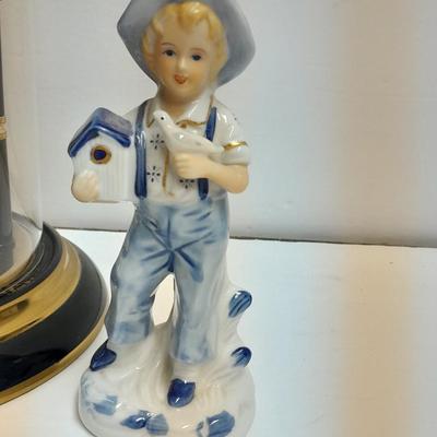 Condor Quartz anniversary clock with glass dome and small little boy blue figure