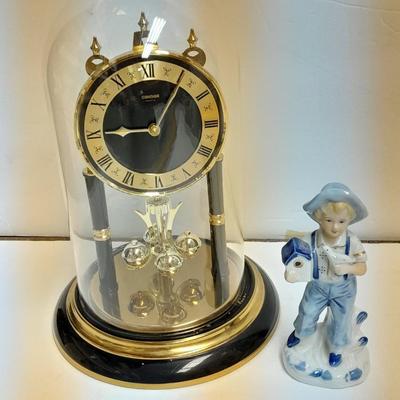Condor Quartz anniversary clock with glass dome and small little boy blue figure