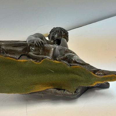 Cast Metal Art Nouveau Figurine of Muse with Harp circa 1920s