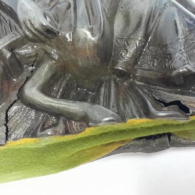 Cast Metal Art Nouveau Figurine of Muse with Harp circa 1920s