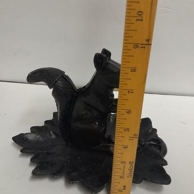 Vintage Squirrel Nut Cracker Nutcracker Sitting Grape Leaf Cast Iron