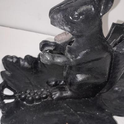Vintage Squirrel Nut Cracker Nutcracker Sitting Grape Leaf Cast Iron
