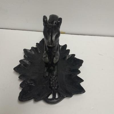 Vintage Squirrel Nut Cracker Nutcracker Sitting Grape Leaf Cast Iron