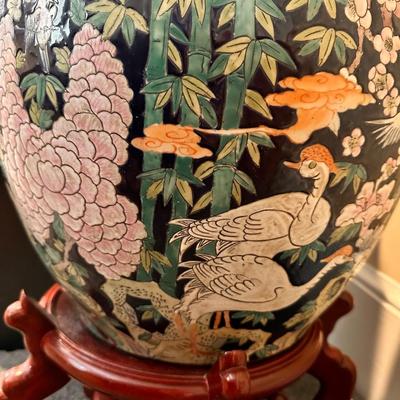 Vintage Oriental Fish Bowl Planter