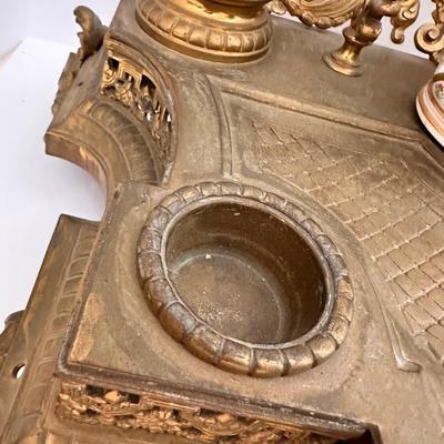 Antique Ornate Brass Ink Well