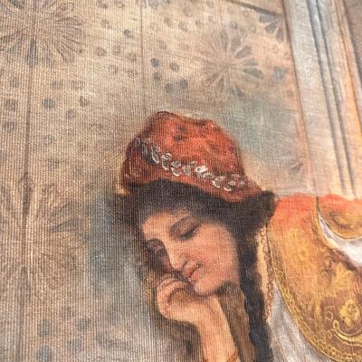 Antique Framed The Letter Writer by Amedeo Mo Mo Simonetti Print