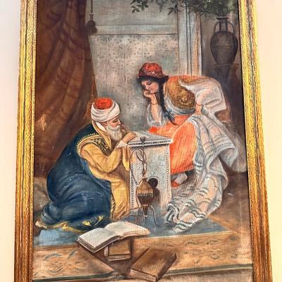 Antique Framed The Letter Writer by Amedeo Mo Mo Simonetti Print