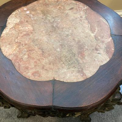 Antique Marble Top Low Plant Stand