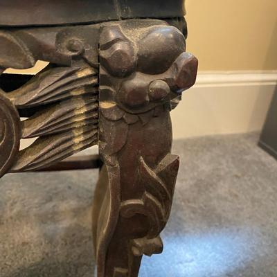 Antique Marble Top Low Plant Stand