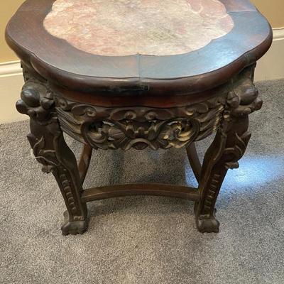 Antique Marble Top Low Plant Stand