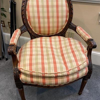 French Louis XVI Style Antique Upholstered Fire Side Chair