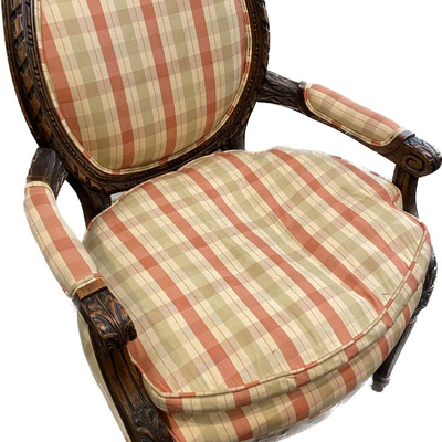 French Louis XVI Style Antique Upholstered Fire Side Chair