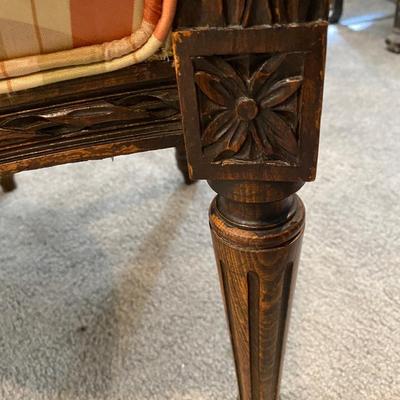 French Louis XVI Style Antique Upholstered Fire Side Chair