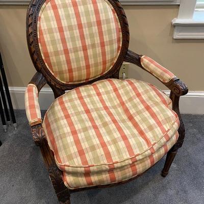 French Louis XVI Style Antique Upholstered Fire Side Chair