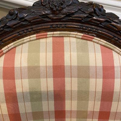 French Louis XVI Style Antique Upholstered Fire Side Chair