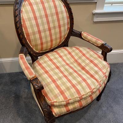 French Louis XVI Style Antique Upholstered Fire Side Chair