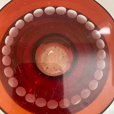 Large Bohemian Ruby Flash Cut Glass Vase