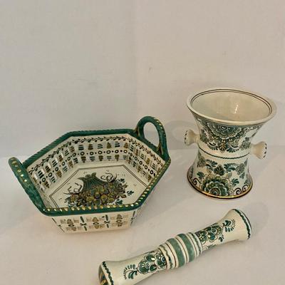 Green Delft Holland Porcelain Lot