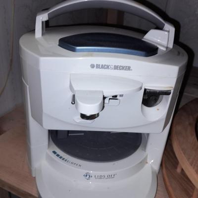 Wooden Lazy Susan with salt & pepper shakers, Black and decker jar opener and more