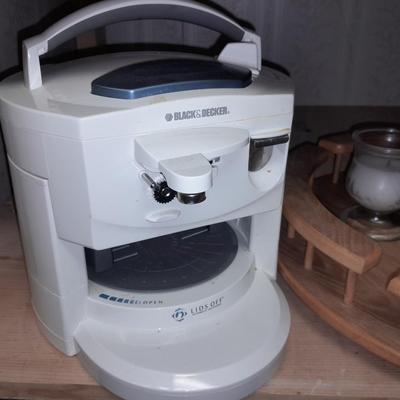 Wooden Lazy Susan with salt & pepper shakers, Black and decker jar opener and more