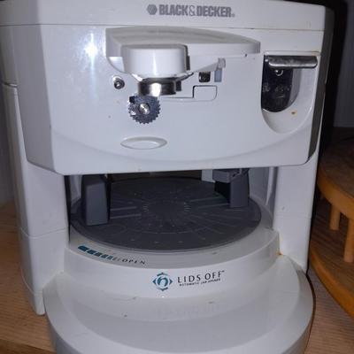 Wooden Lazy Susan with salt & pepper shakers, Black and decker jar opener and more