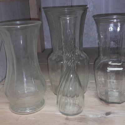 5 glass vases