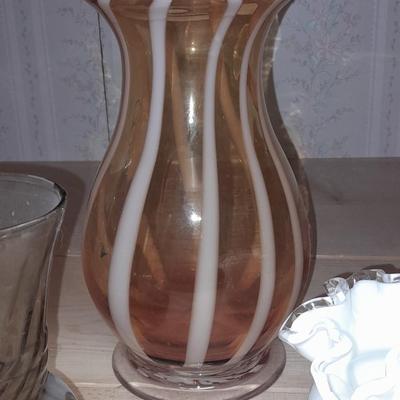 Two blown glass vases, and a Smoke Grey vase