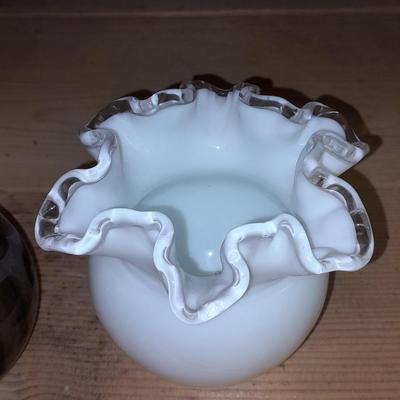 Two blown glass vases, and a Smoke Grey vase