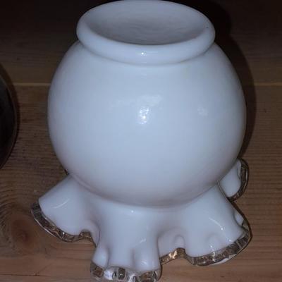 Two blown glass vases, and a Smoke Grey vase