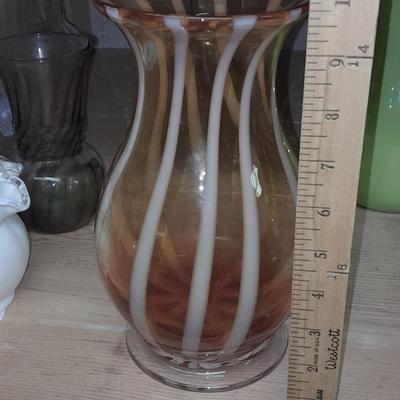 Two blown glass vases, and a Smoke Grey vase