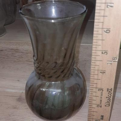 Two blown glass vases, and a Smoke Grey vase