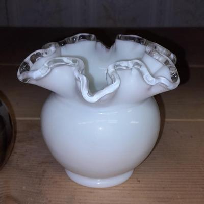 Two blown glass vases, and a Smoke Grey vase