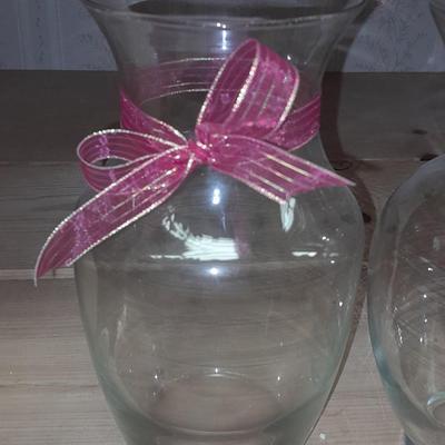 Three matching glass vases