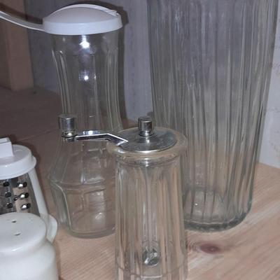 Salad spinner, matching salt, pepper, and spoon rest with other Kitchenware