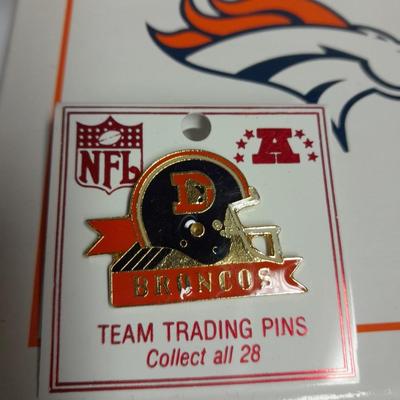 Denver Bronco's Danbury mint Bell and Bronco's Train ornaments with hat pin