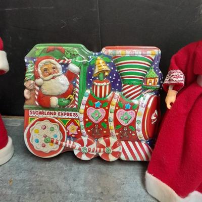 Vintage Empire Blo Mold electric Candle with handmade Mr. and Mrs. Claus