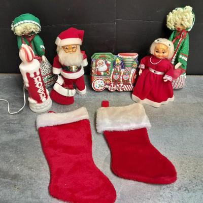 Vintage Empire Blo Mold electric Candle with handmade Mr. and Mrs. Claus