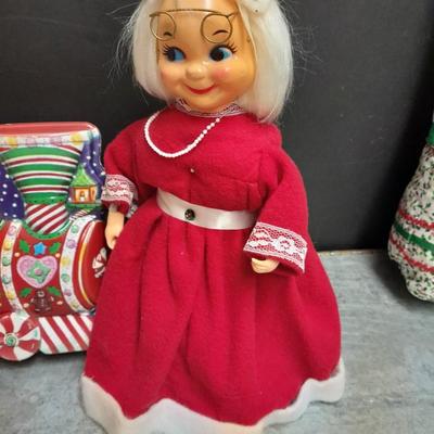 Vintage Empire Blo Mold electric Candle with handmade Mr. and Mrs. Claus